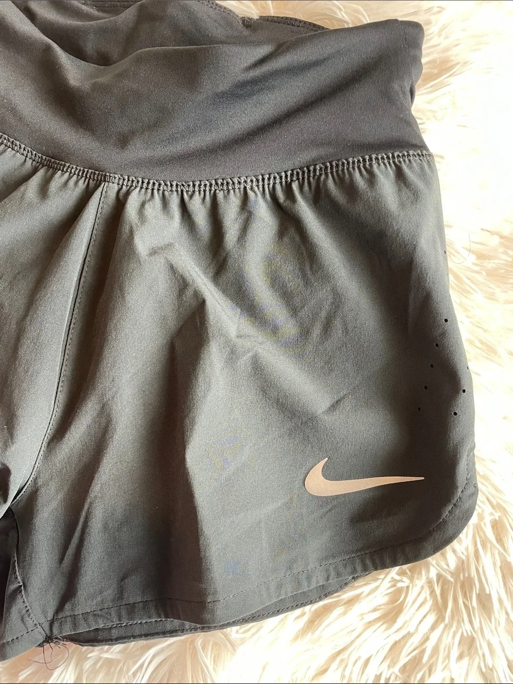 Nike Black Athletic Running Shorts with Reflective Swoosh